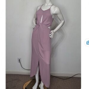 Everly Mauve Pink Coquette Fairy Cutout Knot Front Night Out Maxi Dress Size S